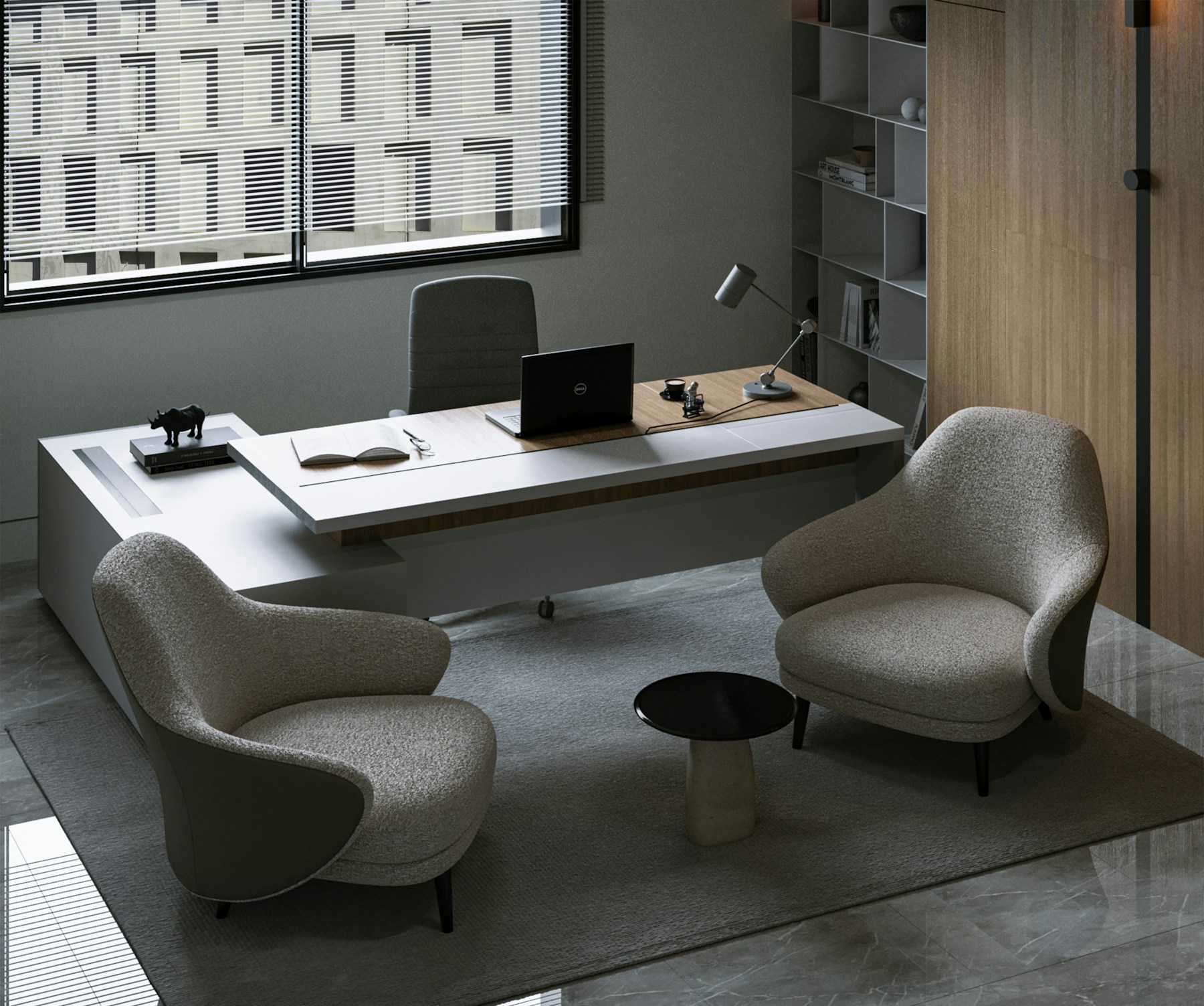 Escritorio elegante con ordenador portátil y luz natural, imagen de ambiente